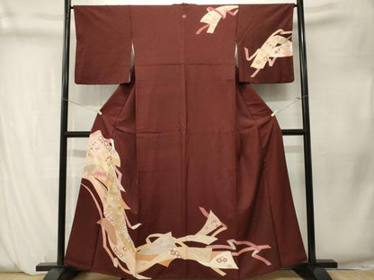 平和屋着物■訪問着　刺繍　鬘帯吉祥花文　暈し染め　金彩　正絹　逸品　CABM1310ev