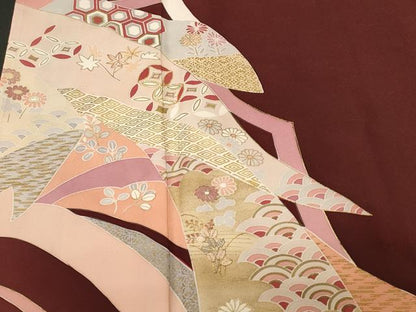 平和屋着物■訪問着　刺繍　鬘帯吉祥花文　暈し染め　金彩　正絹　逸品　CABM1310ev