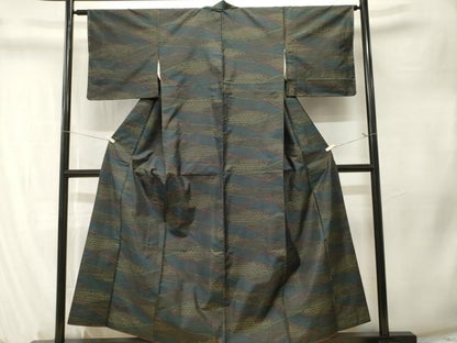 平和屋着物■本場大島紬　幾何学文　正絹　逸品　CABM1311ev