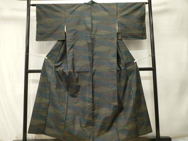 平和屋着物■本場大島紬　幾何学文　正絹　逸品　CABM1311ev