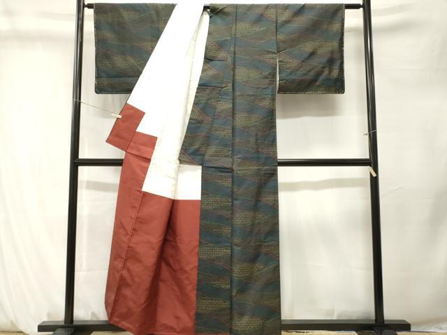 平和屋着物■本場大島紬　幾何学文　正絹　逸品　CABM1311ev