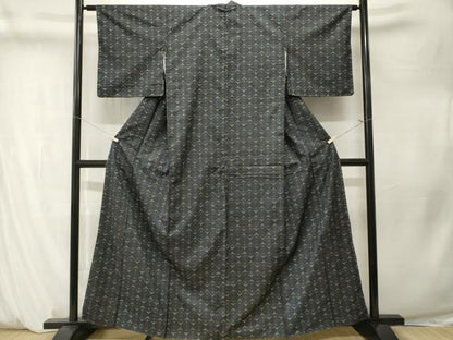 平和屋着物■本場大島紬　7マルキ　幾何学文　正絹　逸品　CABM1313ev