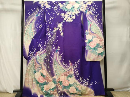 平和屋着物■豪華振袖　孔雀花蝶文　暈し染め　金彩　正絹　逸品　CABM1324ev