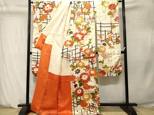 平和屋着物■豪華振袖　駒刺繍　竹　草花文　金彩　正絹　逸品　CABM1326ev