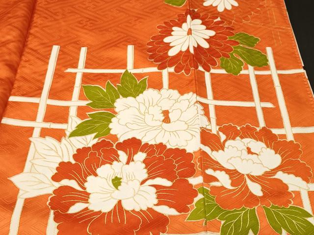 平和屋着物■豪華振袖　駒刺繍　竹　草花文　金彩　正絹　逸品　CABM1326ev