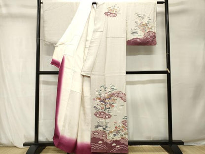 平和屋着物■訪問着　絞り　松竹梅風景文　金彩　正絹　逸品　CABM1328ev