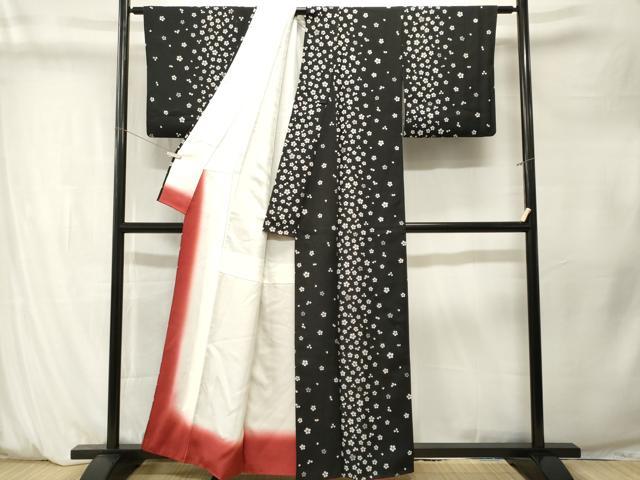 平和屋着物■小紋　舞花間道　黒地　銀彩　洗える着物　CABM1331ev