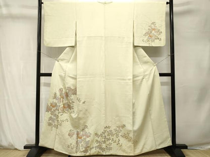 平和屋着物■訪問着　萩　草花文　金銀彩　正絹　逸品　CABM1336ev