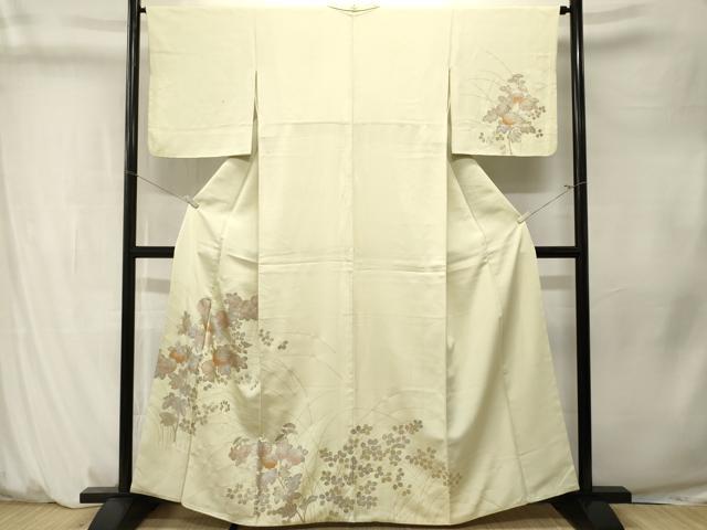 平和屋着物■訪問着　萩　草花文　金銀彩　正絹　逸品　CABM1336ev