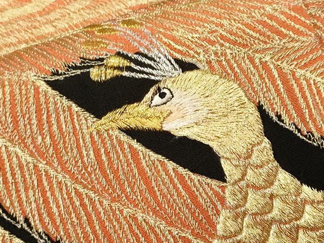 平和屋着物■豪華黒留袖　総刺繍　駒刺繍　孔雀文　金糸　正絹　逸品　CABM1337ev