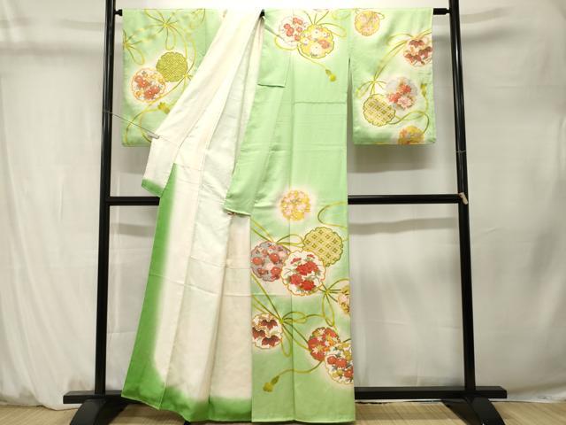平和屋着物■訪問着　雪輪重ね結び紐文　暈し染め　金彩　正絹　逸品　CABM1340ev