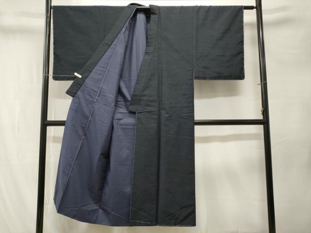 平和屋着物■男性　紬　藍鉄色　正絹　逸品　CABM1342ev
