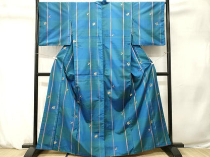 平和屋着物■上質な紬　格子舞花間道　正絹　逸品　CABM1343ev