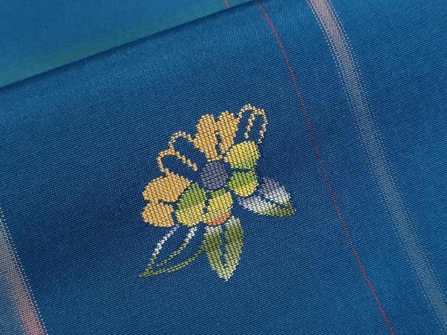 平和屋着物■上質な紬　格子舞花間道　正絹　逸品　CABM1343ev