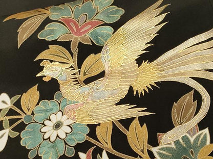 平和屋着物■豪華黒留袖　鳳凰更紗枝花文　暈し染め　金彩　正絹　逸品　CABM1345ev