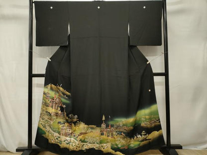 平和屋着物■豪華黒留袖　泰常　鉾　人物風景文　暈し染め　金彩　正絹　逸品　CABM1347ev