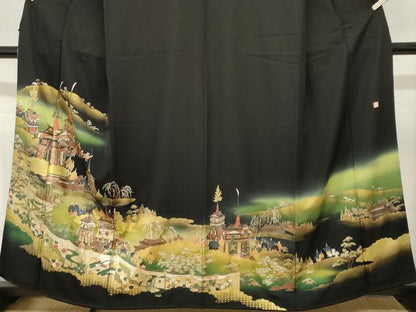 平和屋着物■豪華黒留袖　泰常　鉾　人物風景文　暈し染め　金彩　正絹　逸品　CABM1347ev