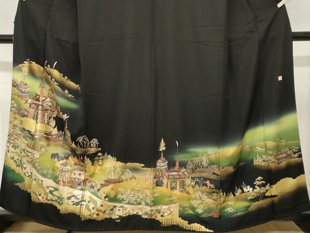 平和屋着物■豪華黒留袖　泰常　鉾　人物風景文　暈し染め　金彩　正絹　逸品　CABM1347ev
