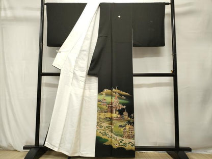 平和屋着物■豪華黒留袖　泰常　鉾　人物風景文　暈し染め　金彩　正絹　逸品　CABM1347ev