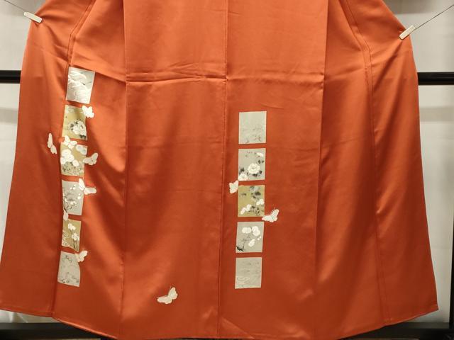 平和屋着物■訪問着　駒刺繍　色紙飛鶴舞蝶文　金銀彩　正絹　逸品　CABM1348ev