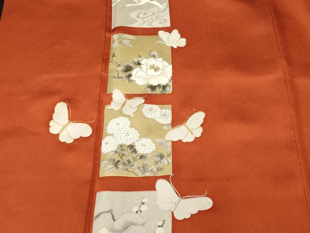 平和屋着物■訪問着　駒刺繍　色紙飛鶴舞蝶文　金銀彩　正絹　逸品　CABM1348ev