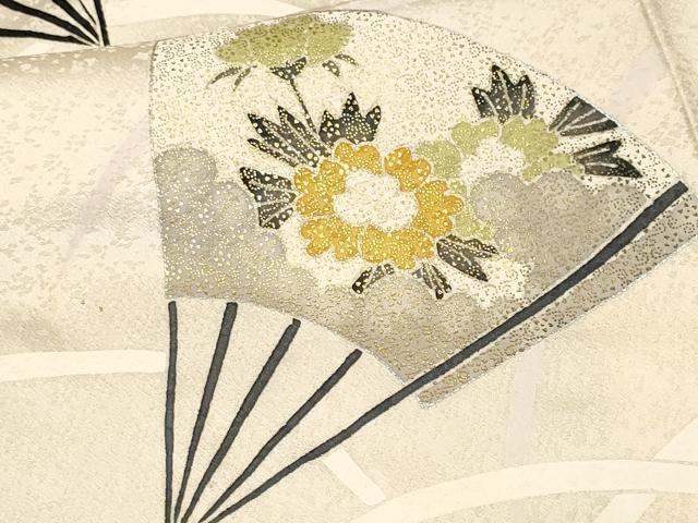 平和屋着物■訪問着　露芝草扇面花文　金銀彩　正絹　逸品　CABM1350ev