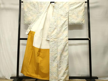 平和屋着物■本場大島紬　白大島　葉尽くし　正絹　逸品　CABM1353ev
