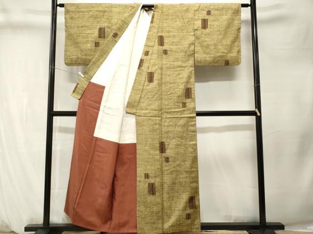 平和屋着物■上質な紬　破れ色紙文　正絹　逸品　CABM1354ev