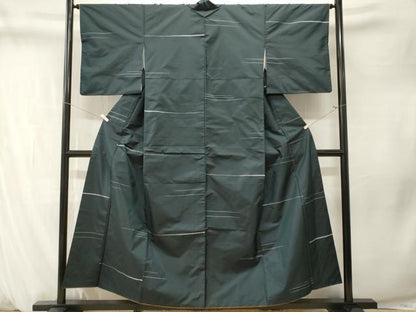 平和屋着物■上質な紬　横段文　正絹　逸品　CABM1362ev