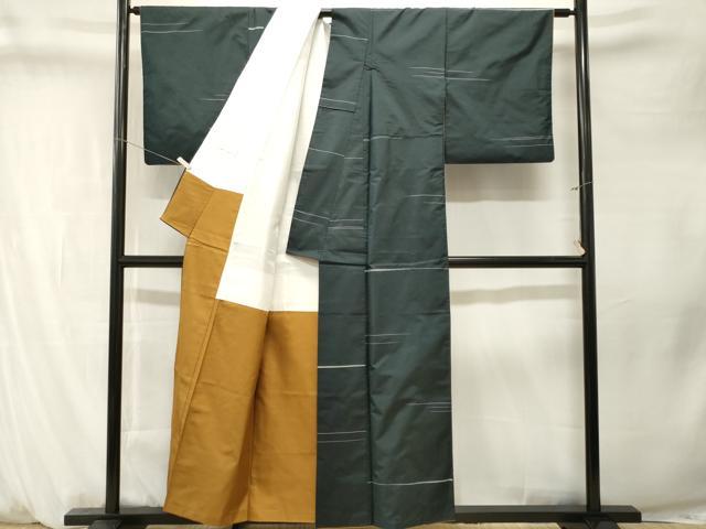 平和屋着物■上質な紬　横段文　正絹　逸品　CABM1362ev