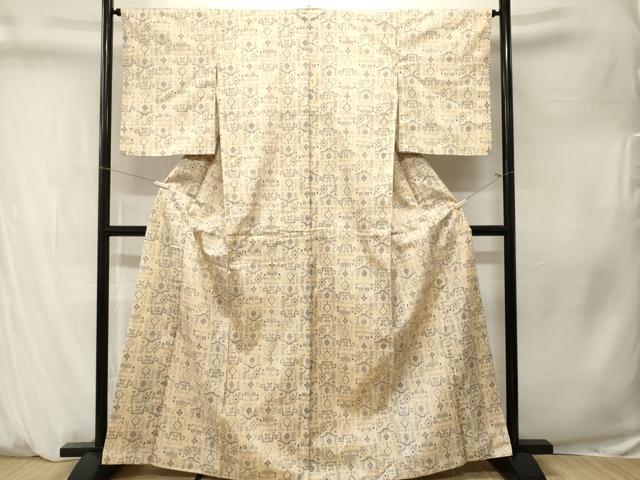 平和屋着物■本場大島紬　幾何学文　正絹　逸品　CABM1365ev