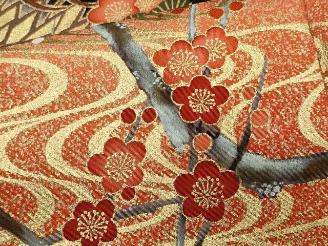 平和屋着物■豪華黒留袖　萬寿染　浜松枝梅文　暈し染め　金彩　正絹　逸品　CABM1367ev
