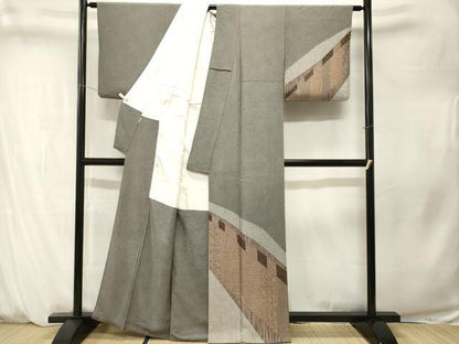 平和屋着物■訪問着　江戸小紋　吉祥文　鮫小紋柄　黒地　ますいわ屋扱い　正絹　逸品　CABM1369ev