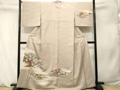 平和屋着物■訪問着　刺繍　吉祥枝花文　暈し染め　金彩　正絹　逸品　CABM1371ev
