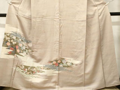 平和屋着物■訪問着　刺繍　吉祥枝花文　暈し染め　金彩　正絹　逸品　CABM1371ev