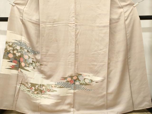 平和屋着物■訪問着　刺繍　吉祥枝花文　暈し染め　金彩　正絹　逸品　CABM1371ev