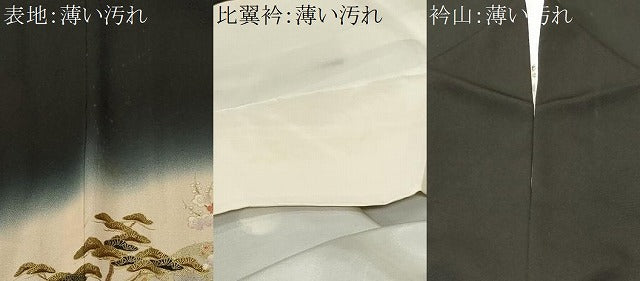 平和屋着物■豪華黒留袖　駒刺繍　御所解文　暈し染め　金彩　正絹　逸品　CABM1373ev