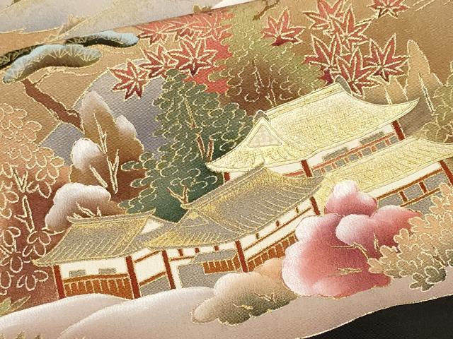平和屋着物■豪華黒留袖　駒刺繍　御所解文　暈し染め　金彩　正絹　逸品　CABM1373ev