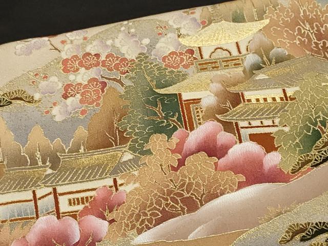 平和屋着物■豪華黒留袖　駒刺繍　御所解文　暈し染め　金彩　正絹　逸品　CABM1373ev