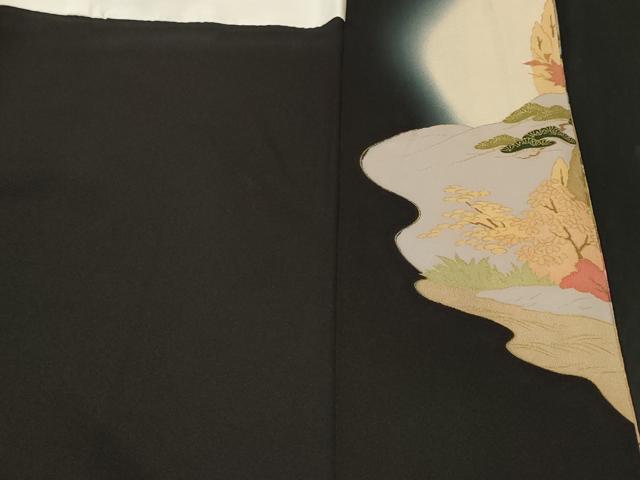 平和屋着物■豪華黒留袖　駒刺繍　御所解文　暈し染め　金彩　正絹　逸品　CABM1373ev