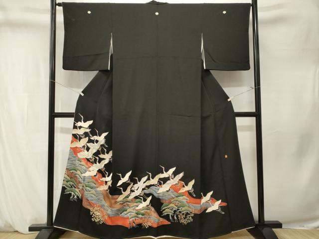 平和屋着物■豪華黒留袖　作家物　駒刺繍　浜松飛鶴文　金彩　正絹　逸品　CABM1377ev