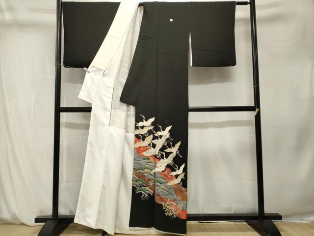 平和屋着物■豪華黒留袖　作家物　駒刺繍　浜松飛鶴文　金彩　正絹　逸品　CABM1377ev