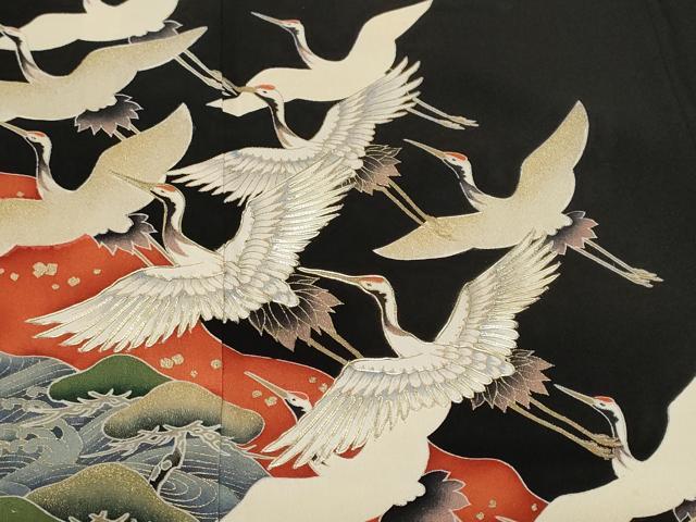 平和屋着物■豪華黒留袖　作家物　駒刺繍　浜松飛鶴文　金彩　正絹　逸品　CABM1377ev