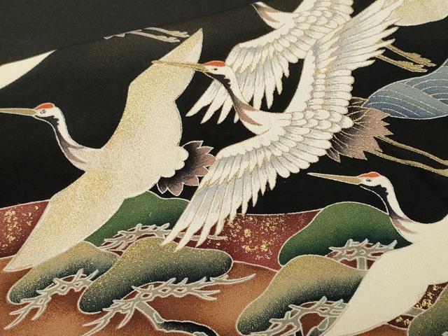 平和屋着物■豪華黒留袖　作家物　駒刺繍　浜松飛鶴文　金彩　正絹　逸品　CABM1377ev