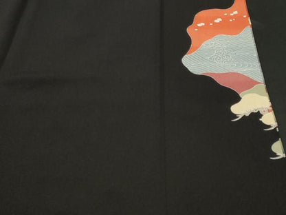 平和屋着物■豪華黒留袖　作家物　駒刺繍　浜松飛鶴文　金彩　正絹　逸品　CABM1377ev