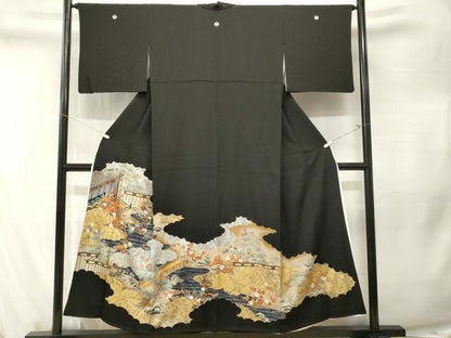 平和屋着物■豪華黒留袖　松竹梅御所解文　暈し染め　金銀彩　正絹　逸品　CABM1379ev