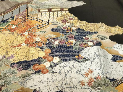 平和屋着物■豪華黒留袖　松竹梅御所解文　暈し染め　金銀彩　正絹　逸品　CABM1379ev