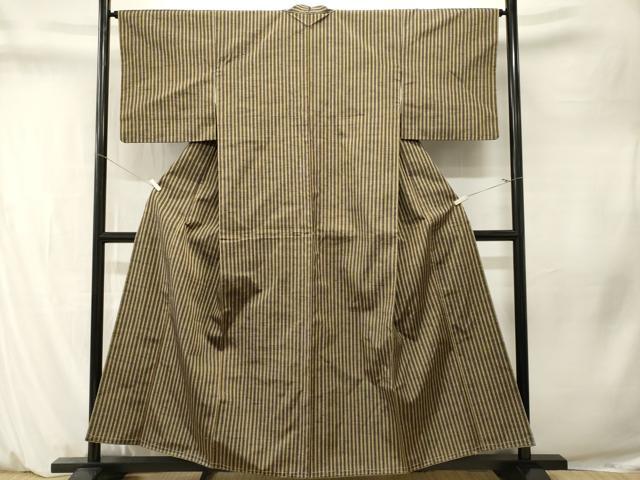 平和屋着物■上質な紬　縞　正絹　逸品　CABM1382ev