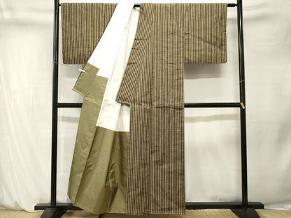 平和屋着物■上質な紬　縞　正絹　逸品　CABM1382ev