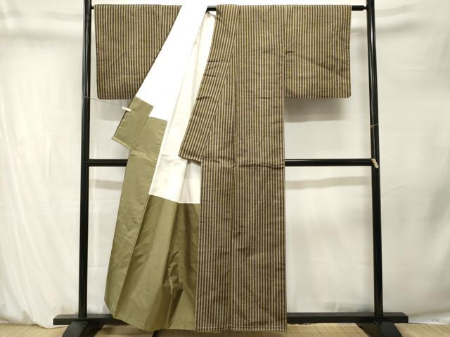 平和屋着物■上質な紬　縞　正絹　逸品　CABM1382ev